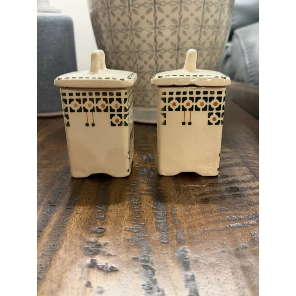 Vintage Ditmar Urbach Pepper & Allspice Spice Jars Czech Art Deco Ceramic Pair